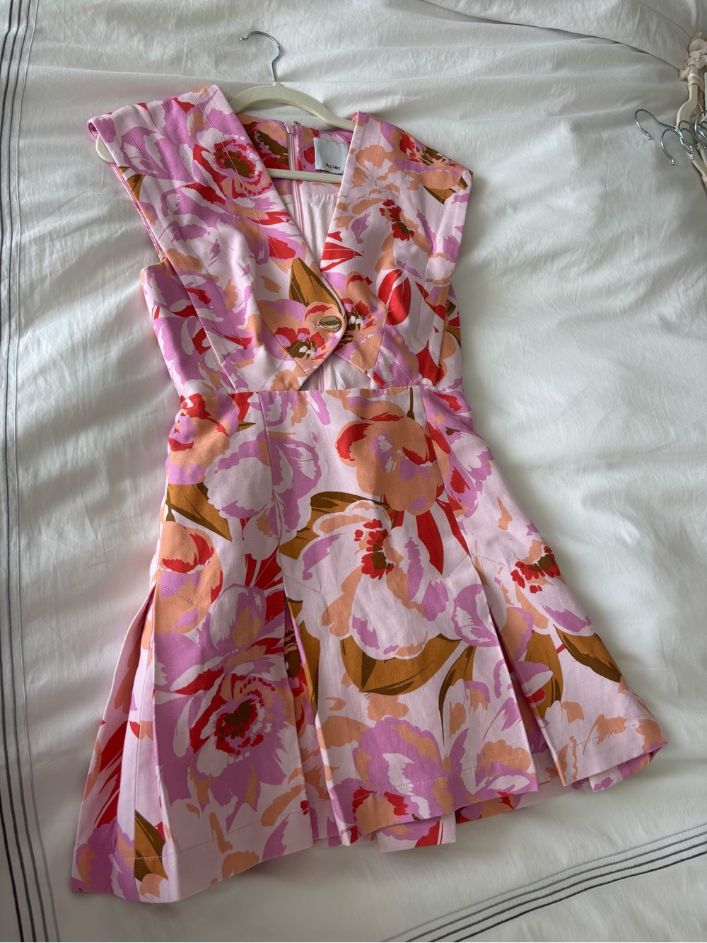 Acler Pink Floral Cutout Mini Dress - Picture 2 of 4
